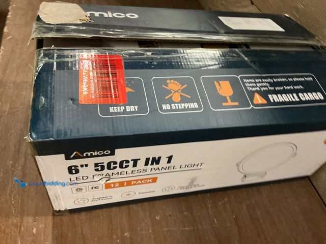 Lot 49-5449221 - Amico 12 Pack 6 Inch 5CCT Frameless LED Recessed Ceiling Light with Junction Box, 2700K/3000K/3500K/...