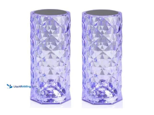 Lot 49-3631346 - Lot of (2) Crystal RGB LED Touch Table Lamp Light, 8.5" Height, Model: LH-ML001-999, New  Ref#BIN073...