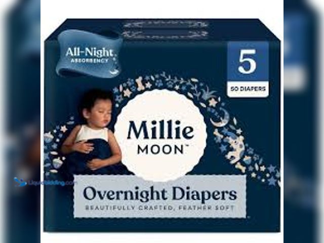 Lot 49-5485159 - Millie Moon Overnight Diapers - Size 5 - 50ct. New. Damaged box.