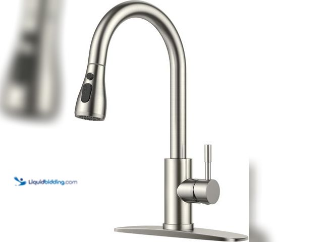 Lot 49-5488194 - FORIOUS Kitchen Faucets with Pull Down Sprayer, Brushed Nickel High Arc Single Handle Stainless Stee...