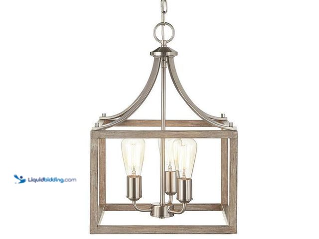Lot 49-5452788 - Hampton Bay
Boswell Quarter 14 in. 3-Light Brushed Nickel Farmhouse Square Chandelier with Painted ...