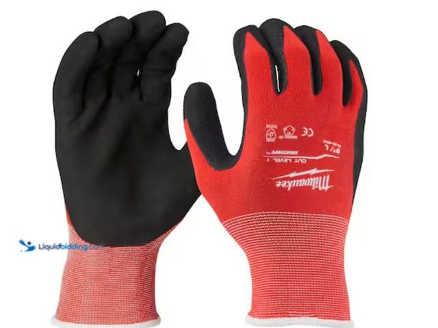 Lot 49-1623688 - Lot of (5) sets of Milwaukee Medium Red Nitrile Level 1 Cut Resistant Dipped Work Gloves, Model # 48...
