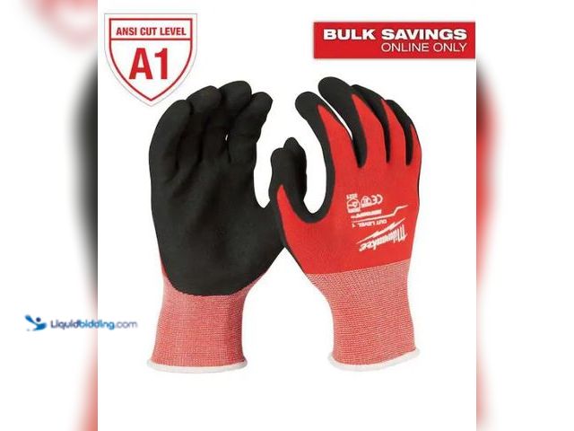 Lot 49-1573942 - Lot of (4) Milwaukee X-Large Red Nitrile Level 1 Cut Resistant Dipped Work Gloves, Model # 48-22-890...