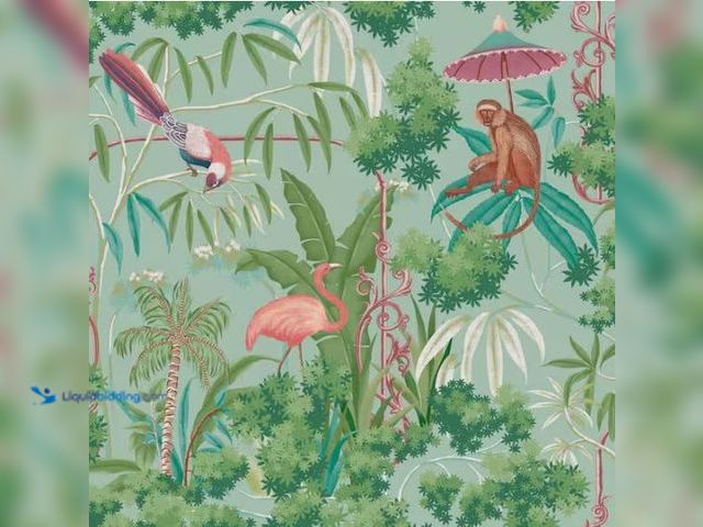 Lot 49-1549201 - Graham & Brown Curious Canopy Day Green Wallpaper, Model # 121456, New.  Ref#HDSR114