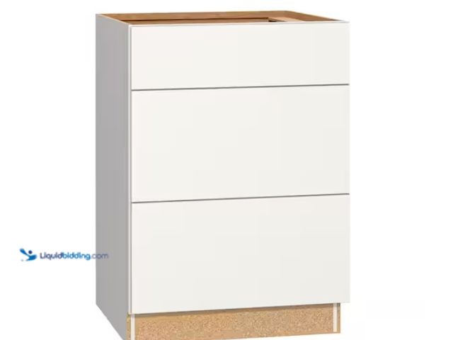 Lot 49-1570370 - Hampton Bay Westfield Feather White Shaker Stock Assembled Drawer Base Kitchen Cabinet (24 in. W x 2...