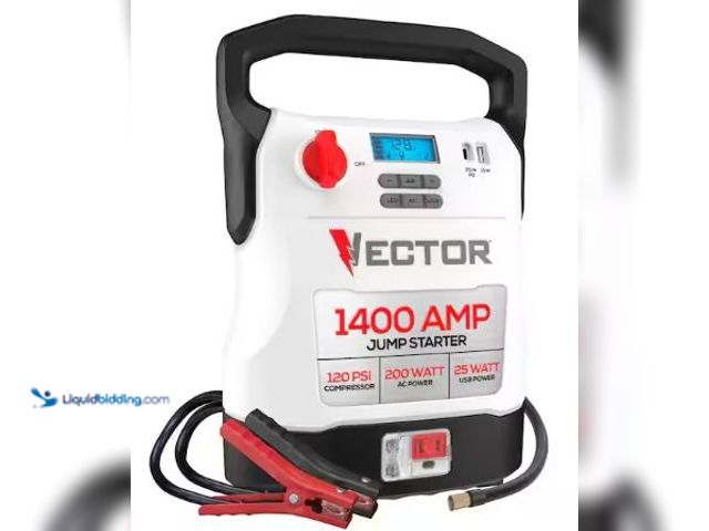 Lot 49-2022493 - VECTOR 1400 Amp Jump Starter, Compressor, USB and AC Power, Model # VECJ14C, MSRP: $149.00. Used, Sc...