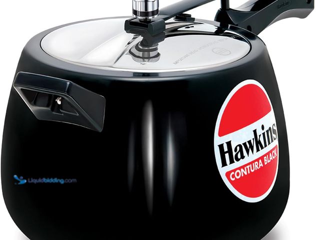 Lot 49-5416299 - Hawkins 6.5 Litre Contura Black Pressure Cooker, Hard Anodised Inner Lid Cooker, Handi Cooker, Black...
