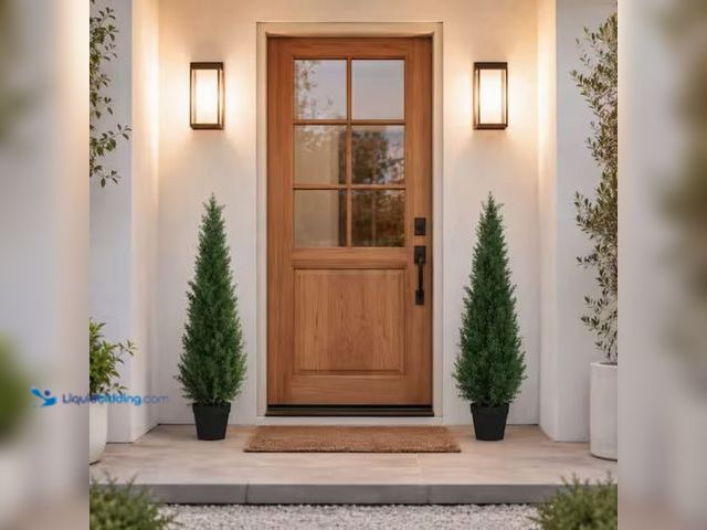 Lot 49-2001105 - Set of (2) DR.Planzen 4 ft. Artificial Indoor/Outdoor Topiary Cedar Tree, Fake Cypress Trees, Fake U...