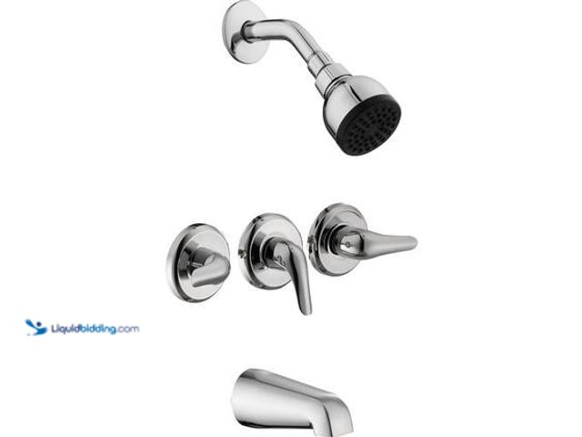 Lot 49-5559624 - Glacier Bay Aragon 3 Handle 1-Spray Tub and Shower Faucet 1.8 GPM in Chrome (Valve Included). Model ...