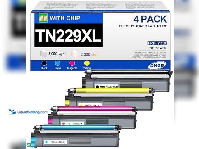 Lot 49-3513471 - TN229XL TN229 Toner 4 Pack Compatible with Brother MFC-L3780CDW MFC-L3720CDW HL-L3280CDW HL-L3220CDW...
