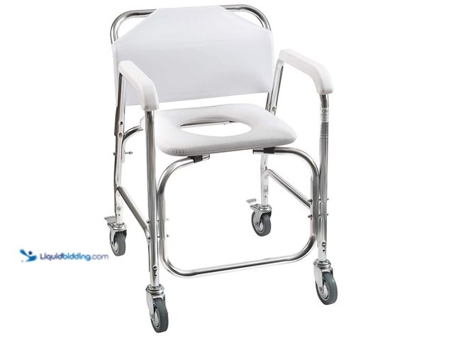 Lot 49-1571274 - DMI Rolling Shower Chair, Commode, Transport Chair, FSA Eligible, Rolling Bathroom Wheelchair for Ha...