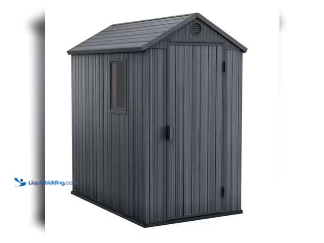 Lot 49-1519534 - Keter Darwin 4 ft. W x 6 ft. D Outdoor Durable Resin Plastic Storage Shed with Lockable Door and Flo...