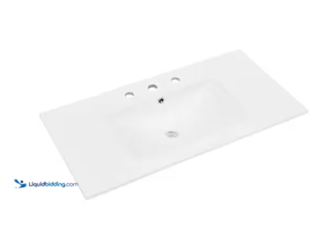 Lot 49-1572022 - Swiss Madison 36 in. W x 5.5 in. D Ceramic Vanity Top in Glossy White 3-Holes Model # SM-VT336-3, Un...
