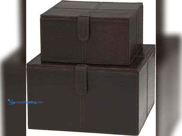 Lot 49-5476770 - Deco 79 Leather Handmade Decorative Box Storage Decorative Keepsake Boxes with Snap Front Closure an...