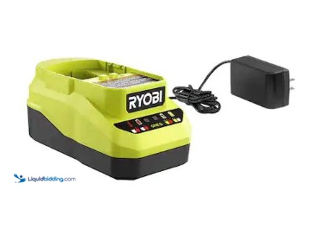 Lot 49-3615756 - RYOBI ONE+ 18V Lithium-Ion Charger, Model # PCG002, Used, Powers on. (NOTE: Plug is different than f...