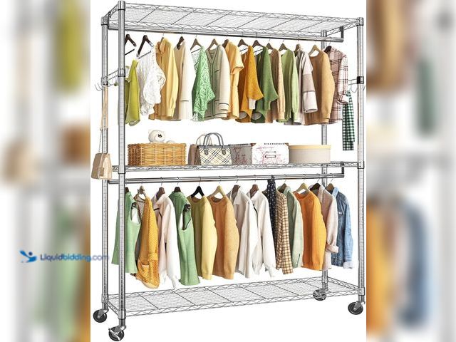 Lot 49-1548421 - Simple Trending Portable Closet Wardrobe, Heavy Duty Clothes Rack with Storage Shelves, Garment Rack...