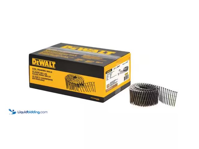 Lot 49-3431427 - DEWALT 2 in. x 0.99 in. Metal Coil Nails 3600 per Box, Model # DWC6P99D, Unused.  Ref#SR0114