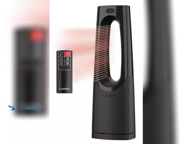 Lot 49-3536650 - Lasko
Bladeless 1500W 28 in. Black Electric Oscillating Tower Ceramic Space Heater with Remote Cont...