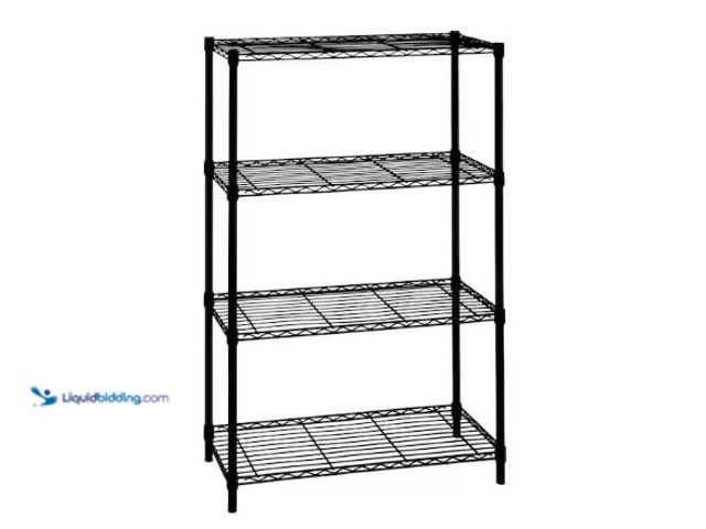 Lot 49-3612982 - HDX 4-Tier Steel Wire Shelving Unit in Black (36 in. W x 54 in. H x 14 in. D), Model # 21436BPS, Unu...