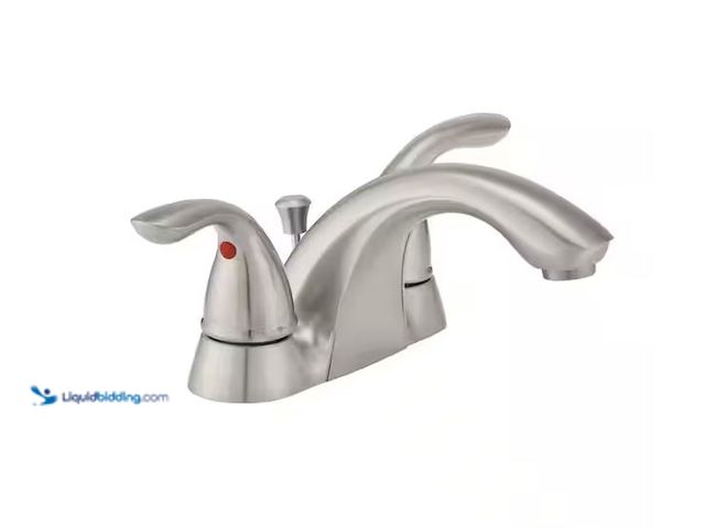 Lot 49-1576665 - Glacier Bay Builders 4 in. Center set Double Handle Low-Arc Bathroom Faucet in Brushed Nickel Model ...
