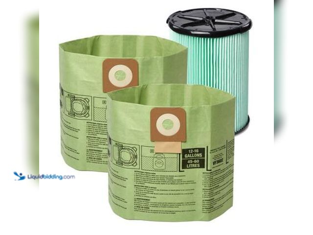 Lot 49-3565688 - RIDGID Genuine OSHA Compatible Kit with HEPA Material Filter, Cyclonic Dust Bags for Select 12-16 Ga...