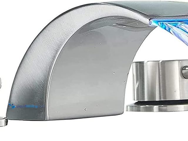 Lot 49-5448518 - Brushed Nickel Bathroom Faucet Waterfall for Sink 3 Hole 8 Inch Widespread Vanity Sink Parts Two Han...