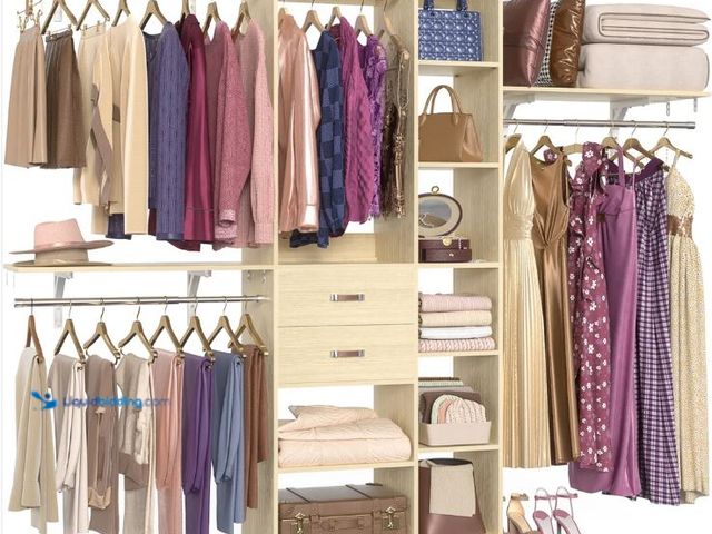 Lot 49-1558905 - 8FT Closet Organizer System with Partition Storage Spaces, Drawers, Shelves, Hanging Rods, Model # A...