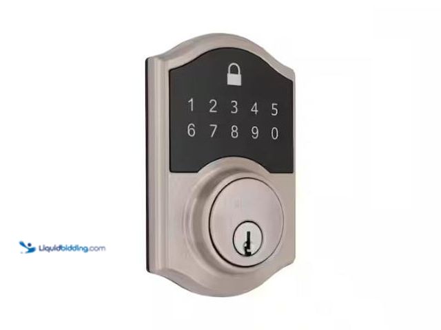 Lot 49-1569227 - Defiant Castle Satin Nickel Compact Touch Electronic Single Cylinder Deadbolt, Model # 32GC7X2D01AHP...