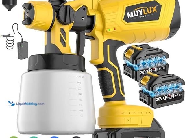 Lot 49-3614852 - Muylux 4.0Ah Cordless Paint Sprayer, 800W Electric Spray Gun with 5 Nozzles and 3 Patterns, Paint Sp...