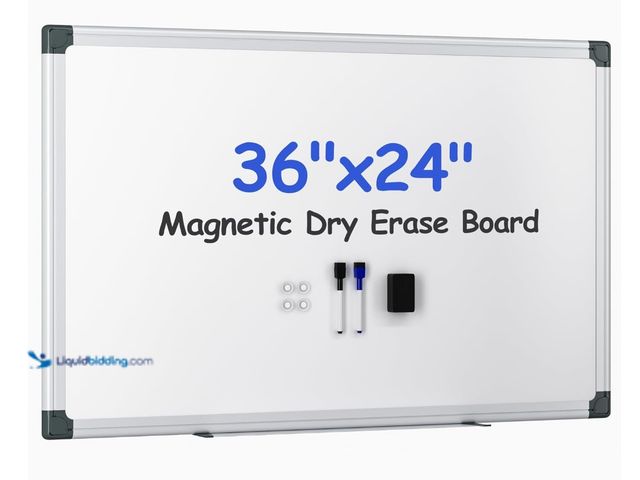 Lot 49-1555733 - VUSIGN Magnetic White Board Kit for Wall 36" x 24", 1 Dry Eraser & 2 Multicolor Markers & 4 Magnetic...