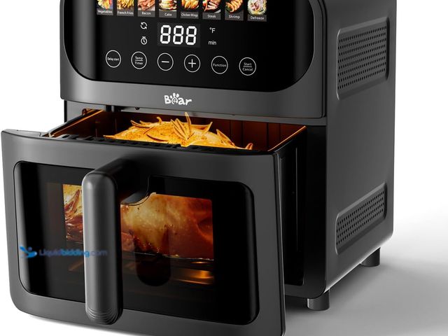 Lot 49-5410400 - Bear Air Fryer, Stainless Steel Airfryer 8 Presets for Fast Family Meals, 6.4Qt Large Visible Window...
