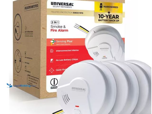 Lot 49-1568971 - Universal Safety Equipment (3-Pack) Hardwired & 10-Year Battery Backup Smoke Detector with Ionizatio...