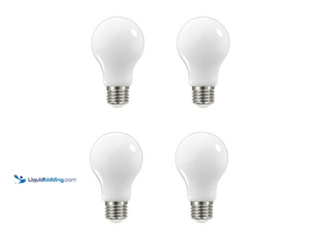 Lot 49-5541483 - EcoSmart 60-Watt Equivalent A19 Dimmable Frosted Glass Filament LED Light Bulb Bright White (4-Pack)...