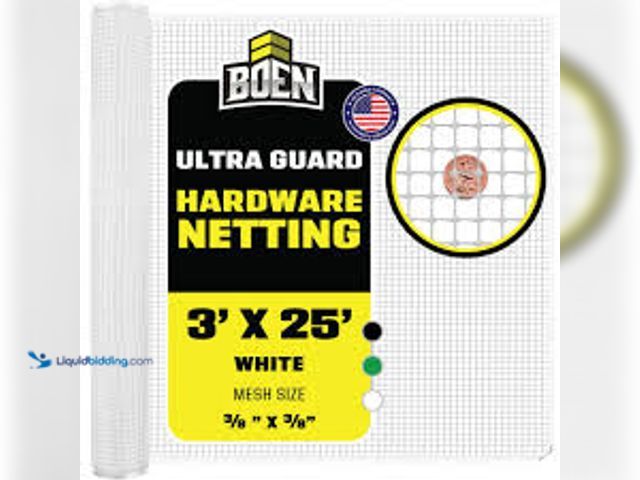 Lot 49-5411567 - BOEN 3 ft. x 25 ft. White Plastic Hardware Net. Model # HN-60014. Unused