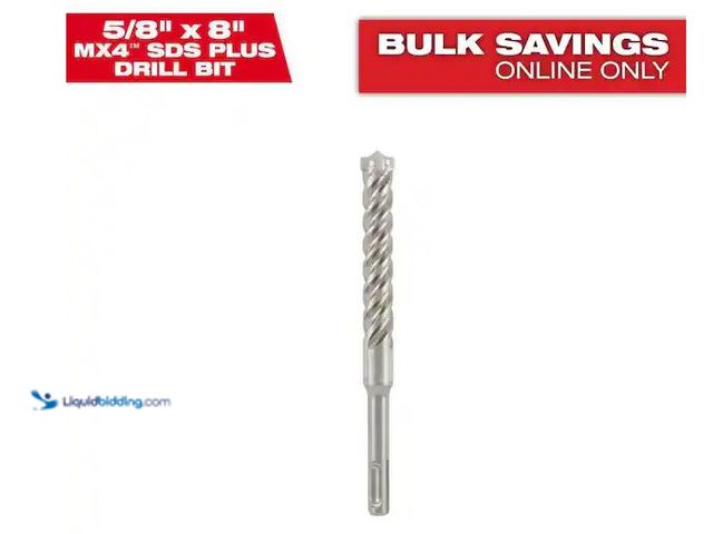 Lot 49-5573110 - Milwaukee
5/8 in. x 8 in. 4-Cutter SDS-PLUS Carbide Drill Bit, Unused