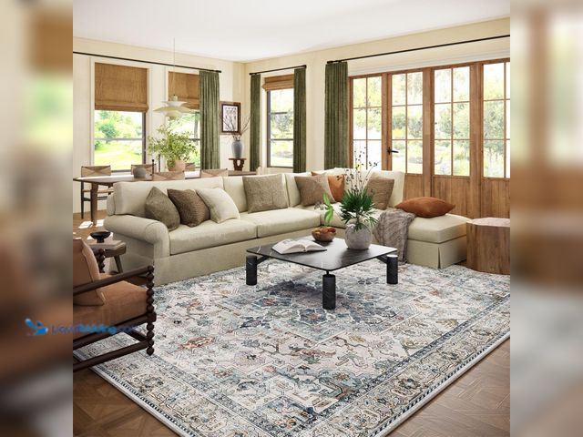 Lot 49-5485977 - 9x12 Area Rugs for Living Room: Washable Bedroom Rug Boho Vintage Rugs Stain Resistant Non Slip Low ...