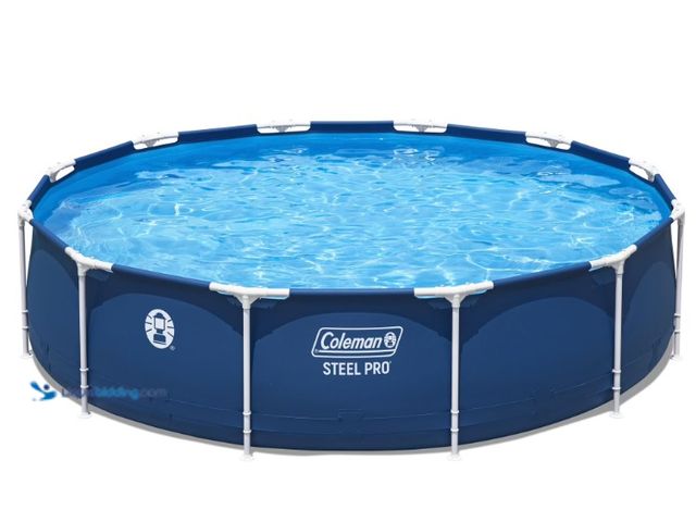 Lot 49-5538934 - Coleman Steel Pro 12 ft. x 33 in. Round Metal Frame Above Ground Pool Set. Unused with attachments. ...