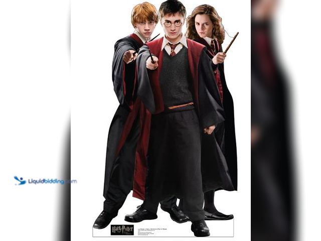 Lot 49-5560099 - Cardboard People Harry, Hermione & Ron in Robes Life Size Cardboard Cutout Standup - Harry Potter an...