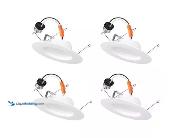 Lot 49-1576618 - Lot of (2) Commercial Electric 5/6 in. Integrated LED Recessed Retrofit Light Trim with Selectable C...