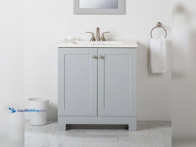 Lot 49-5454475 - 31 in. Single Sink Pearl Gray Bath Vanity with White Cultured Marble Top (Assembled). Item is Unused