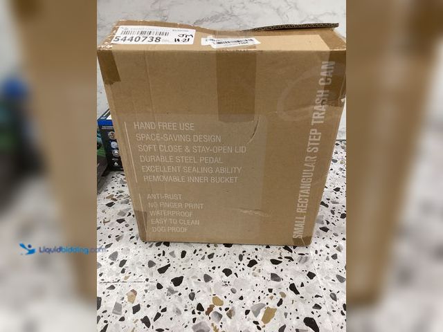 Lot 49-5452101 - Black Metal Trash Bin With Durable Steel Pedal And Removable Inner Bucket. Item is used. (dented)