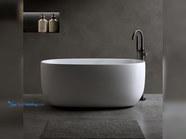 Lot 49-5472119 - 47'' Solid Surface Stand Alone Bathtub, Stone Resin Freestanding Tubs, Freestanding Solid Surface Re...