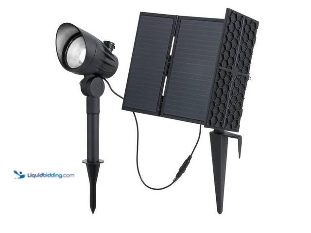 Lot 49-1576505 - Home Decorators Collection 300-600 Lumen Black LED High-Low Metal Weather Resistant Outdoor Solar Sp...
