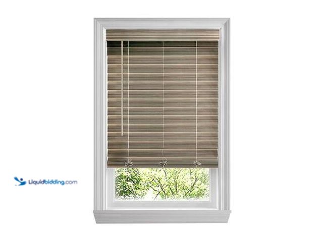 Lot 49-5581540 - Home Decorators Collection Driftwood Gray Cordless Premium Faux Wood blinds with 2.5 in Slats - 38.5...