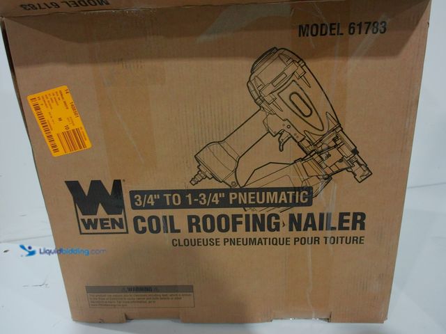 Lot 49-2006014 - WEN 3/4 in. to 1-3/4 in. 15 degree Pneumatic Coil Roofing Nailer, Model # 61783, Used, Has attachmen...