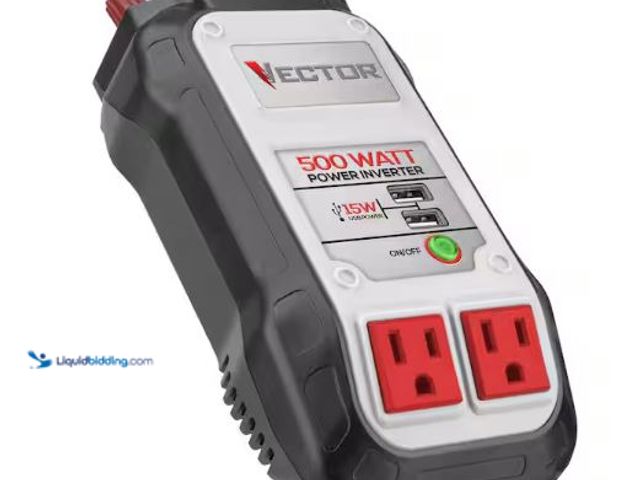 Lot 49-3432433 - VECTOR 500 Watt Power Inverter, Dual Power Inverter, Two USB Charging Ports, Model # PI500V, Unused,...
