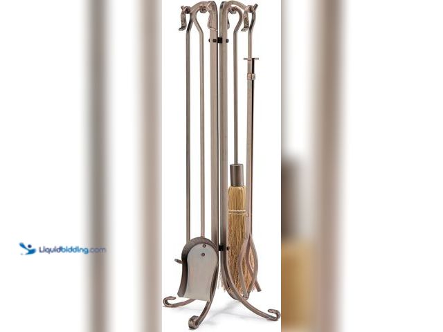 Lot 49-5475500 - UniFlame 5-Piece Antique Copper Hammered Crook Fireplace Tools Set (Model: F-1266). Unused