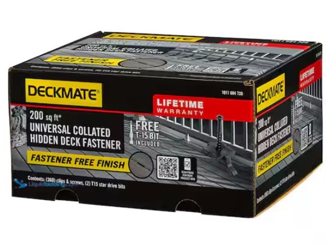 Lot 49-1550407 - DECKMATE 360-Pack 200 sq ft. Black Collated Universal Hidden Deck Fasteners for Grooved Decking, Mod...