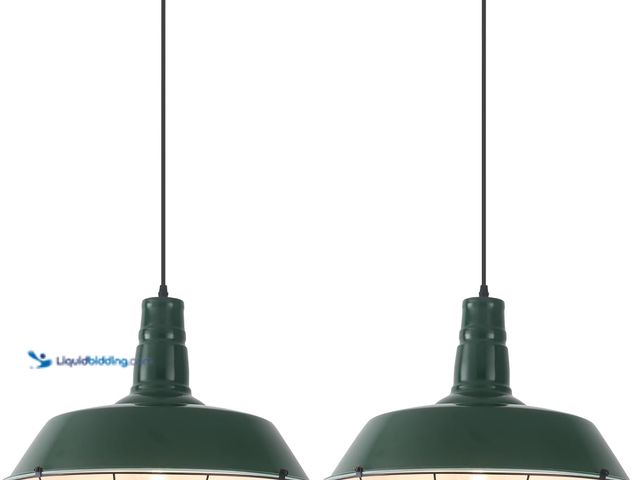 Lot 49-5459736 - Green Industrial Pendant Lights Kitchen Island, 18.1 Inch Large Pendant Light. Model #B0DYJQMFHK. Un...