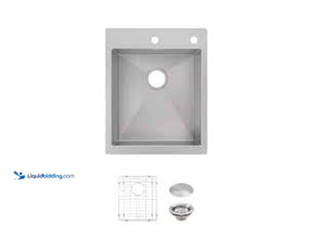 Lot 49-5448972 - Glacier Bay Professional Zero Radius 17 in. Drop-In Single Bowl 16 Gauge Stainless Steel Kitchen Sin...